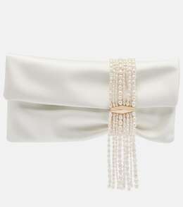 Клатч Zandra из сатина с декоративными элементами Jimmy Choo, Ivory/Light Gold p01054834 | ivory/light gold
