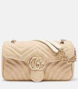 GG Marmont маленькая джинсовая сумка через плечо Gucci, Spirit Taupe/Dusty W p01054638 | spirit taupe/dusty w