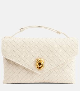 Кожаная сумка-кроссбоди Intrecciato с узловым замком Bottega Veneta, Sea Salt-M Brass p01054773 | sea salt-m brass