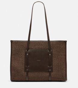 Сумка-тоут из рафии с кожаными вставками Capri DeMellier, Espresso p01059308 | espresso