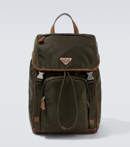 Рюкзак из переработанного нейлона с отделкой под замшу Prada, Muschio+Cacao p01060643 | muschio+cacao