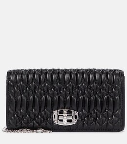 Украшенный матлассе клатч из кожи Miu Miu, черный p00528260 | nero