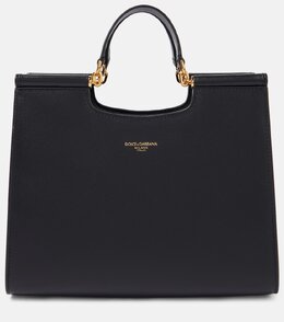 Средняя кожаная сумка-тоут Sicily Dolce & Gabbana, черный p00995445 | nero