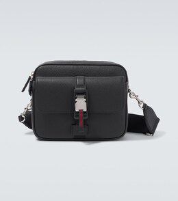 Маленькая кожаная сумка через плечо Web Gucci, Black/Black/Vrv p00992271 | black/black/vrv
