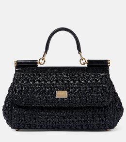 Средняя рафия сумка-шоппер Sicily Dolce & Gabbana, Nero/ Nero/ Oro p00928030 | nero/ nero/ oro