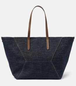 Джимовая сумка-тоут Duo Large Brunello Cucinelli, Blu p01013130 | blu