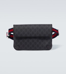 Сумка-пояс GG Canvas с кожаной отделкой Web Stripe Gucci, Black/Black/Brb p00951290 | black/black/brb