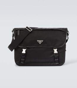 Сумка-мессенджер из Re-Nylon с кожаными деталями Prada, черный p00958130 | nero