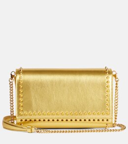 Клатч Paloma из металлизированной кожи с шипами Christian Louboutin, золотой p00997859 | gold