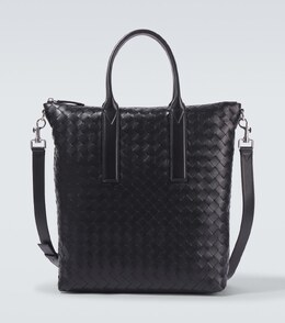Классическая сумка-тоут из кожи Intrecciato Bottega Veneta, Black-Silver p00998818 | black-silver
