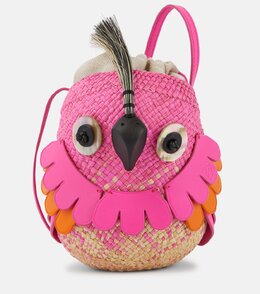 Мини-сумка кроссбоди из рафии Bird Loewe, Natural/Fuchsia p00944367 | natural/fuchsia