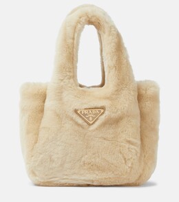 Мини-сумка-тоут из овчины Prada, экрю p00875472 | ecru