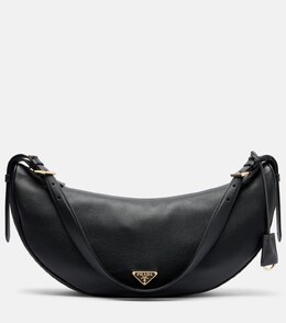 Полукруглая большая кожаная сумка через плечо Prada, черный p01079973 | black