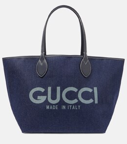Totissima Джимовая сумка-шопер с крупным логотипом Gucci, Beig.Blu Dark Blu/BL p00995899 | beig.blu dark blu/bl