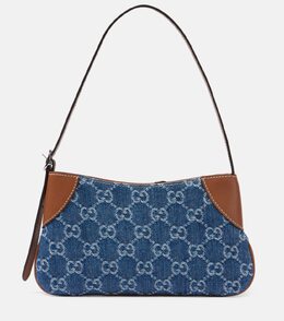 GG Emblem Mini джинсовая сумка через плечо Gucci, Denim Azure/Sundial p00995868 | denim azure/sundial