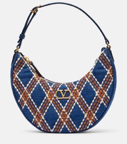 Вышитая джинсовая сумка через плечо Quiltie 67 Valentino Garavani, Multicolordenim/Worker p01056321 | multicolordenim/worker