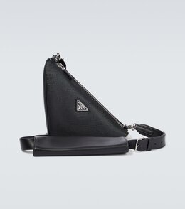 Треугольная наплечная сумка из кожи Saffiano Prada, черный p00700335 | nero