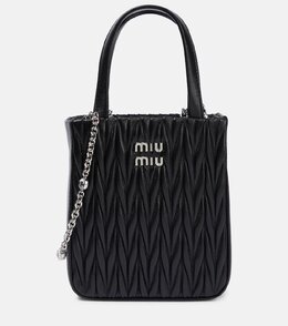 Тканая кожаная сумка-тоут Miu Miu, черный p00710879 | nero