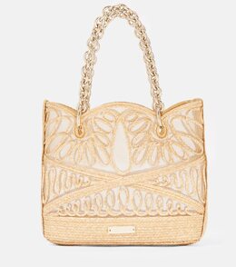 Сумка-шоппер из рафии Kahlo Mini с логотипом Aquazzura, Natural/Light Gold p01020755 | natural/light gold