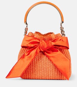 Сумка-ведро из рафии с бантом Bon Bon Jimmy Choo, Mandarine p01026081 | mandarine