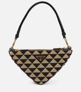 Мини-сумка через плечо Triangolo в жаккарде Prada, Nero+Corda p00714797 | nero+corda