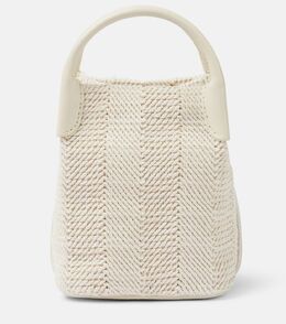 Сумка-ведро Bale Micro с отделкой из кожи Loro Piana, Ecru-Whisper White/Sun Gold p00997223 | ecru-whisper white/sun gold