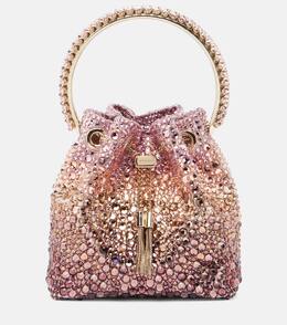 Сумка-ведро Bon Bon Micro с декоративными элементами Jimmy Choo, Silky Blush Mix/Light Gold p01054841 | silky blush mix/light gold