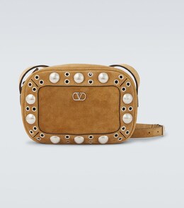 Сумка кросс-боди Nellcôte из замши с шипами Valentino Garavani, Havana Beige p01041300 | havana beige