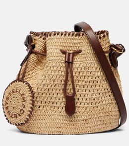 Фалабелла маленькая сумка-ведерко из рафии Stella McCartney, Natural/Tan p01046959 | natural/tan