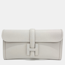 Hermes Zize White Leather Clutch 1195533