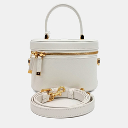Christian Dior White Leather CD Signature Small Vanity Bag - SKU 1195512