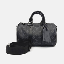Louis Vuitton Eclipse Bandouliere Keepall 25 Bag in Black Coated Canvas and Leather - Article: 1195302