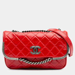 Chanel Chain Frame Red Aged Calfskin Shoulder Bag 1194646