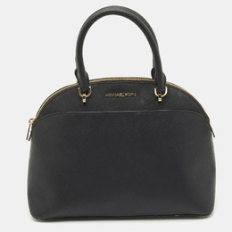 Michael Kors 1193051 Black Large Saffiano Leather Emmy Dome Satchel