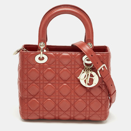 Christian Dior Red Cannage Medium Lady Tote - Article 1193208