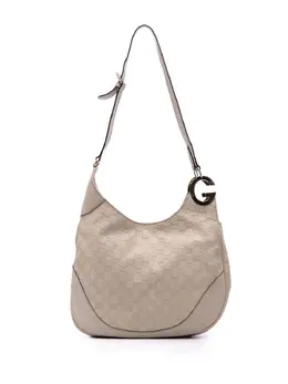 Gucci Charlotte Crossbody Bag 31658326, Embossed Leather Body with Adjustable Flat Strap, Open Top Magnetic Closure, Interior Zip and Slip Pockets Brown Good Condition Minimal Wear Fading Scratches Minor Splitting Damage on Handles
