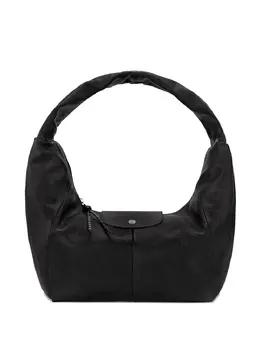 Longchamp Shoulder Bag 30212779 Black Leather Rounded Shape Zip Fastening Subtle Studs