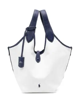 Polo Ralph Lauren large Polo Play canvas tote bag 29512397 white front button fastening two top handles embroidered logo main compartment