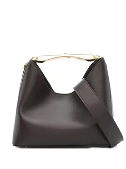 Elleme Boomerang Brown Calf Leather Top Handle Bag with Gold Tone Hardware - SKU: 31502260