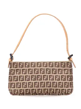 Fendi 2000-2010 Zucchino Canvas Pochette Shoulder Bag with Serial Number 3202 WHT8BR041W028