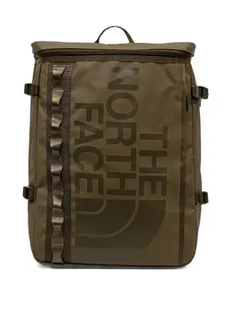 The North Face Logo-Plaque Backpack 31504548 in Olive Green with Multiple Compartments, Zip Fastening