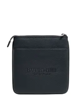 Armani Exchange 30998445 Dark Blue Pebbled Messenger Bag with Front Pocket and Adjustable Strap