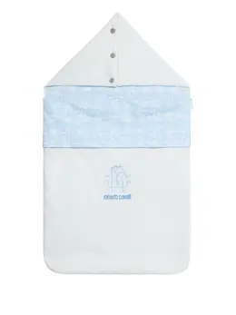 Roberto Cavalli Logo Sleeping Bag Hooded White Light Blue