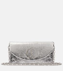 Клатч Loubi54 из металлизированной кожи Christian Louboutin, серебряный p01039033 | silver