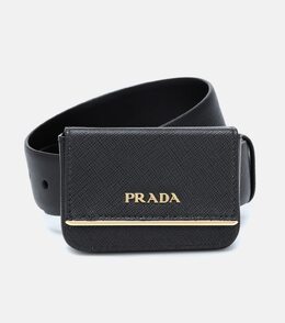 Кожаная поясная сумка с логотипом Prada p00502334