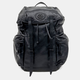 Gucci Black Tonal Double G Embossed Leather Backpack 1195536