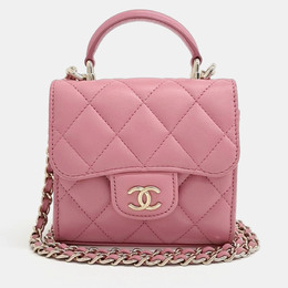 Chanel Pink Leather Top Handle Mini Chain Crossbody Bag 1195444