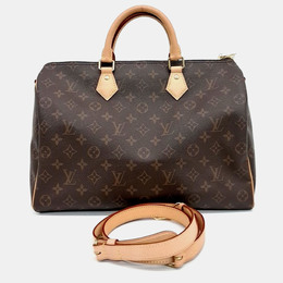 Louis Vuitton Brown PVC Speedy 35 Bandouliere Shoulder Bag with Article 1195408