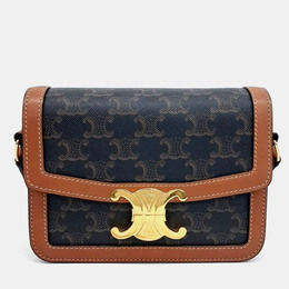 Celine Black Brown PVC Triumph Bag Tin 1195428