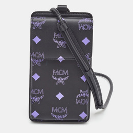 MCM Black Splash Visetos Coated Canvas Phone Lanyard Crossbody Bag